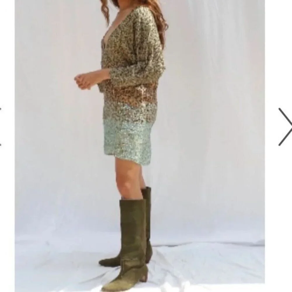 Jen’s Pirate X Booty Free People Sequin Dress Blogger Favorite Small Ombre Shine - Picture 2 of 12